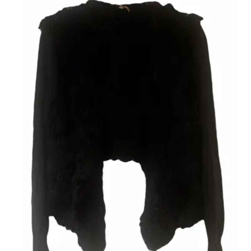 Rare real black rabbit fur JOIE jacket - S
